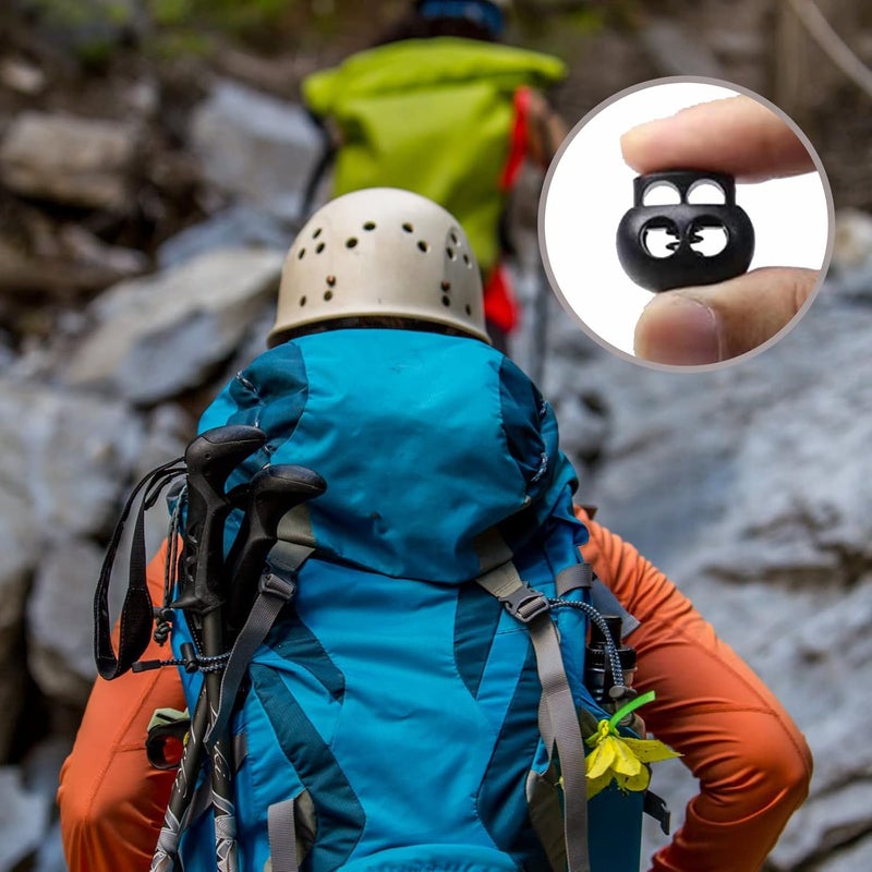 PUSNMI قفل زنبركي للحبل، مشبك نهاية، مشبك منزلق 30 قطعة، قفل بلاستيكي ثنائي الفتحة للحبل المرن، مشابك حبل السحب، حبل مرن، أقفال أربطة الأحذية، مشبك مظلة - Image 4